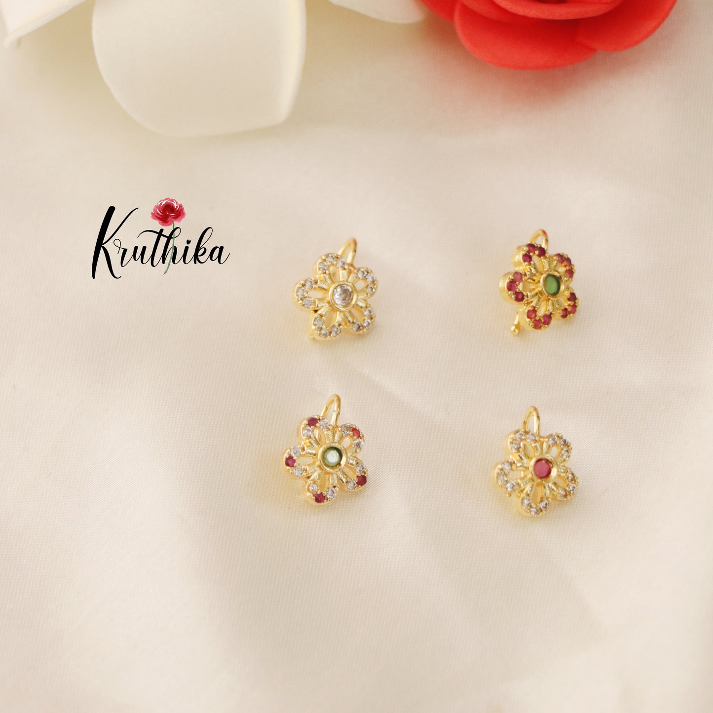 Traditional CZ Nose pin (clip on) Nath Nosepins N6