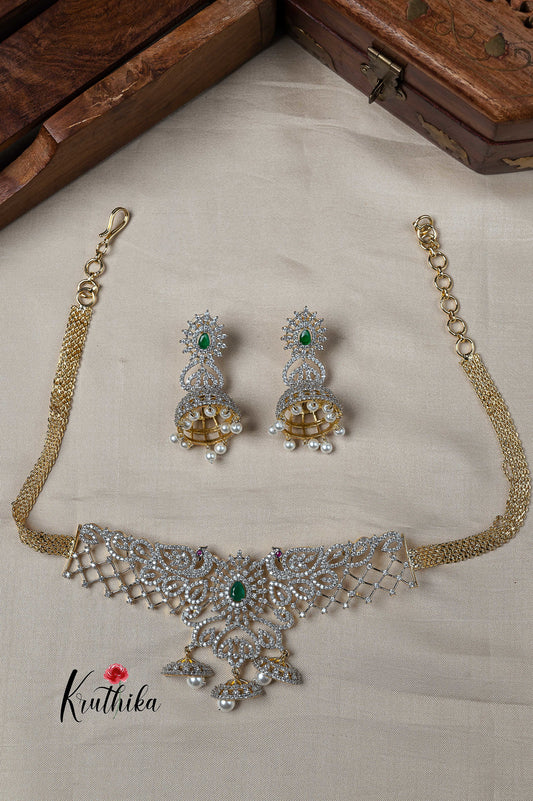 Simple Gold finish CZ choker NC951