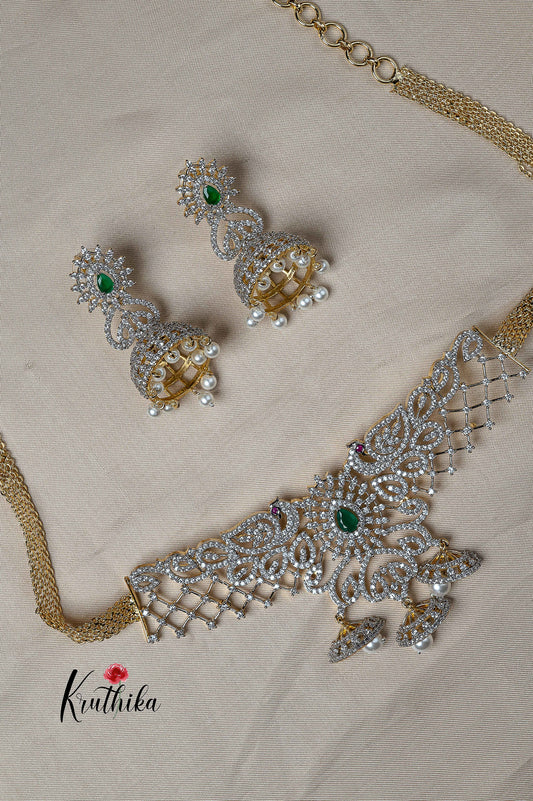 Simple Gold finish CZ choker NC951