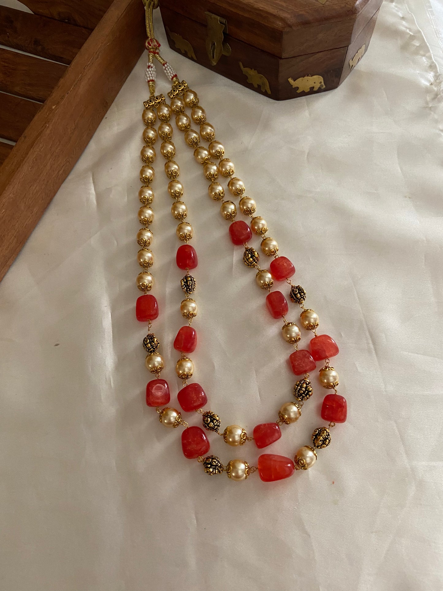 Two lines pearls beads maala LH402
