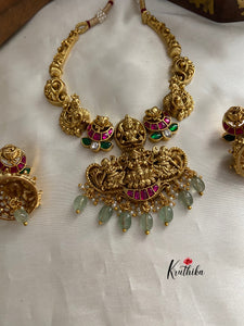 Premium Jadau Lakshmi Devi pastel beads pipe necklace NC810