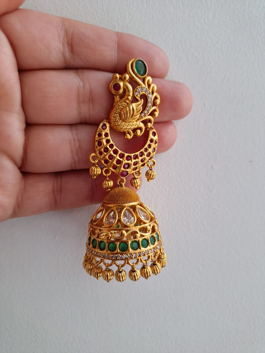 Peacock kemp jhumkas E247