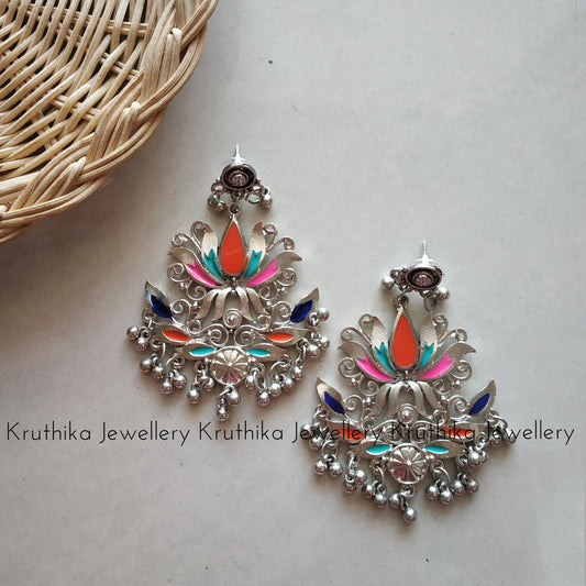 German Silver Lotus Earrings