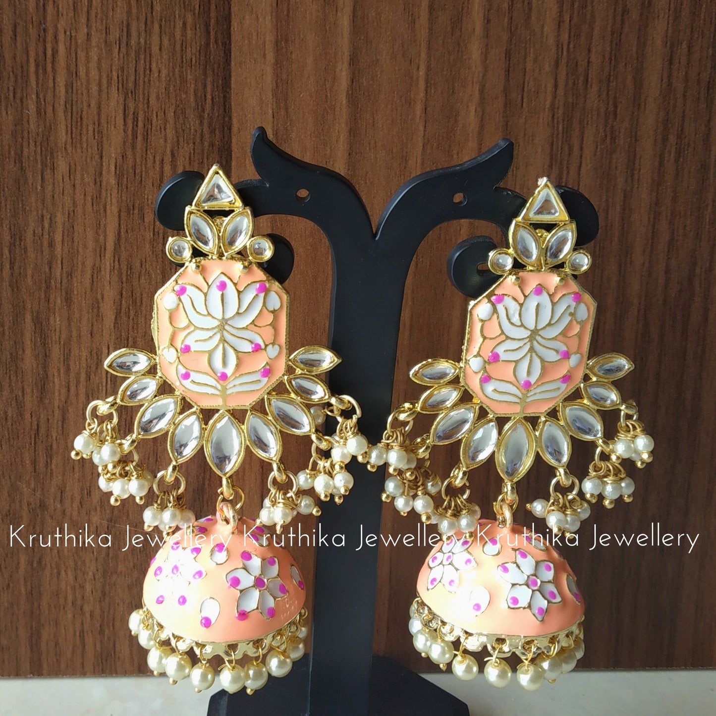 Big Kundan pearl drops jhumkas E59