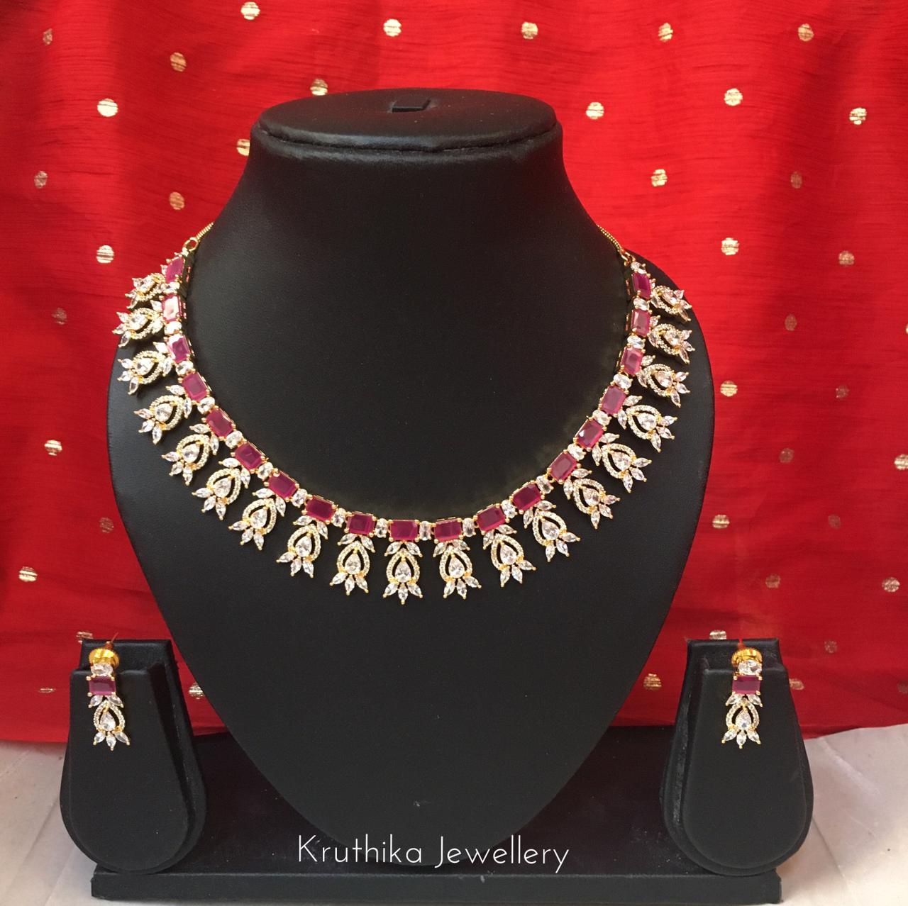 Gold finish CZ necklace NC196