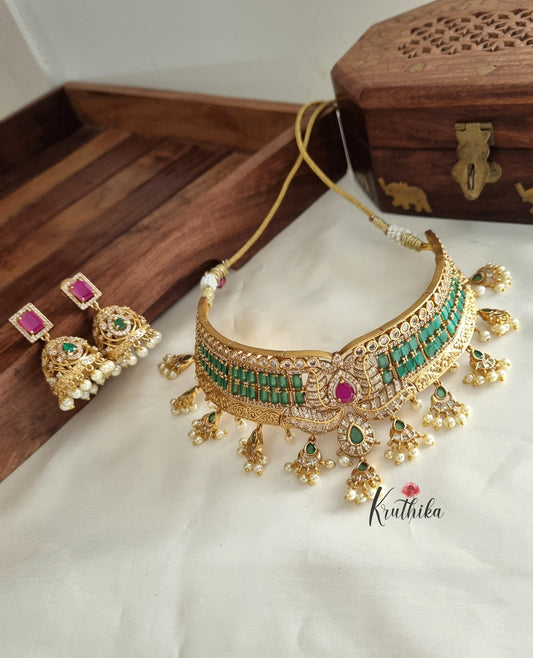 AD No-idol emerald choker set NC674