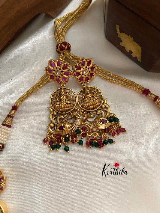 Antique real kemp Lakshmi peacock choker NC598