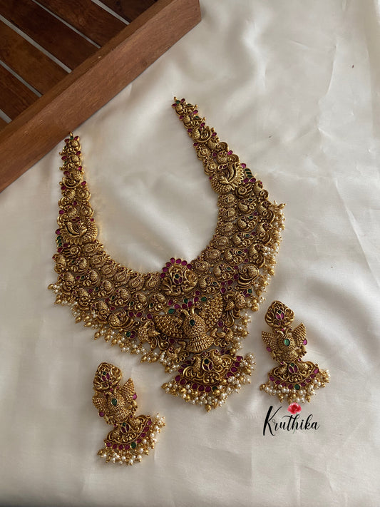 Premium antique polish peacock bridal Haaram LH395