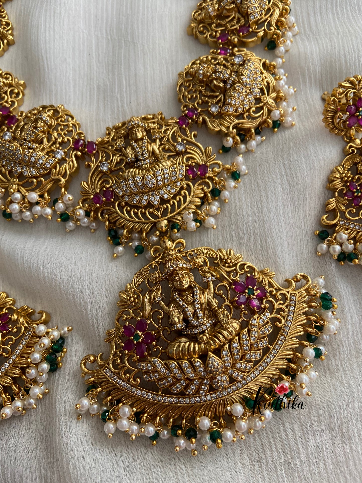 Premium quality Antique finish CZ Ashta Lakshmi Necklace NC446