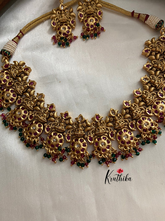 Antique real kemp Lakshmi choker NC597