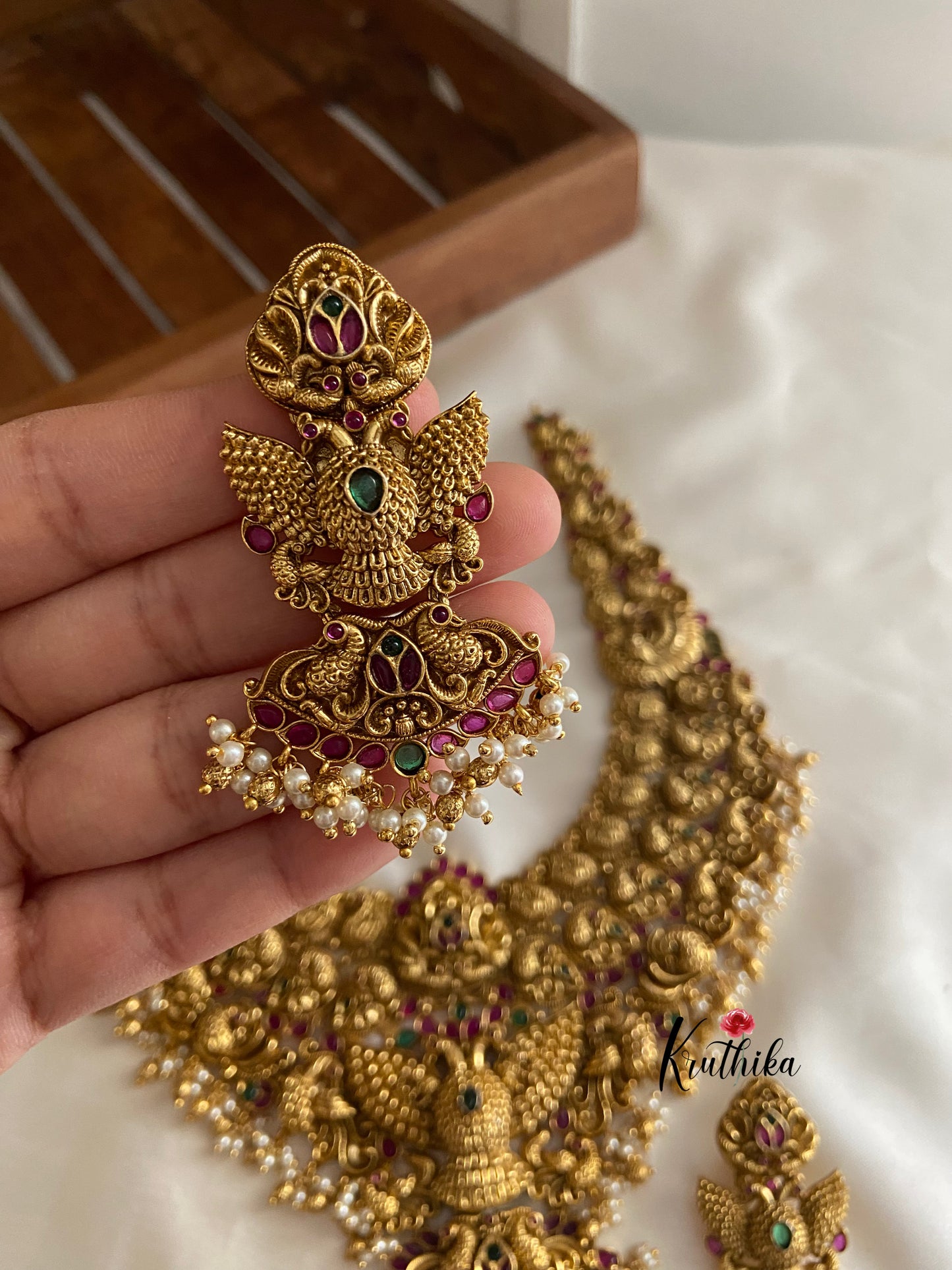 Premium antique polish peacock bridal Haaram LH395