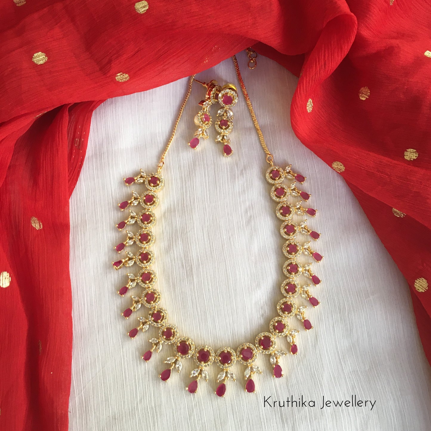 Gold finish CZ necklace NC198