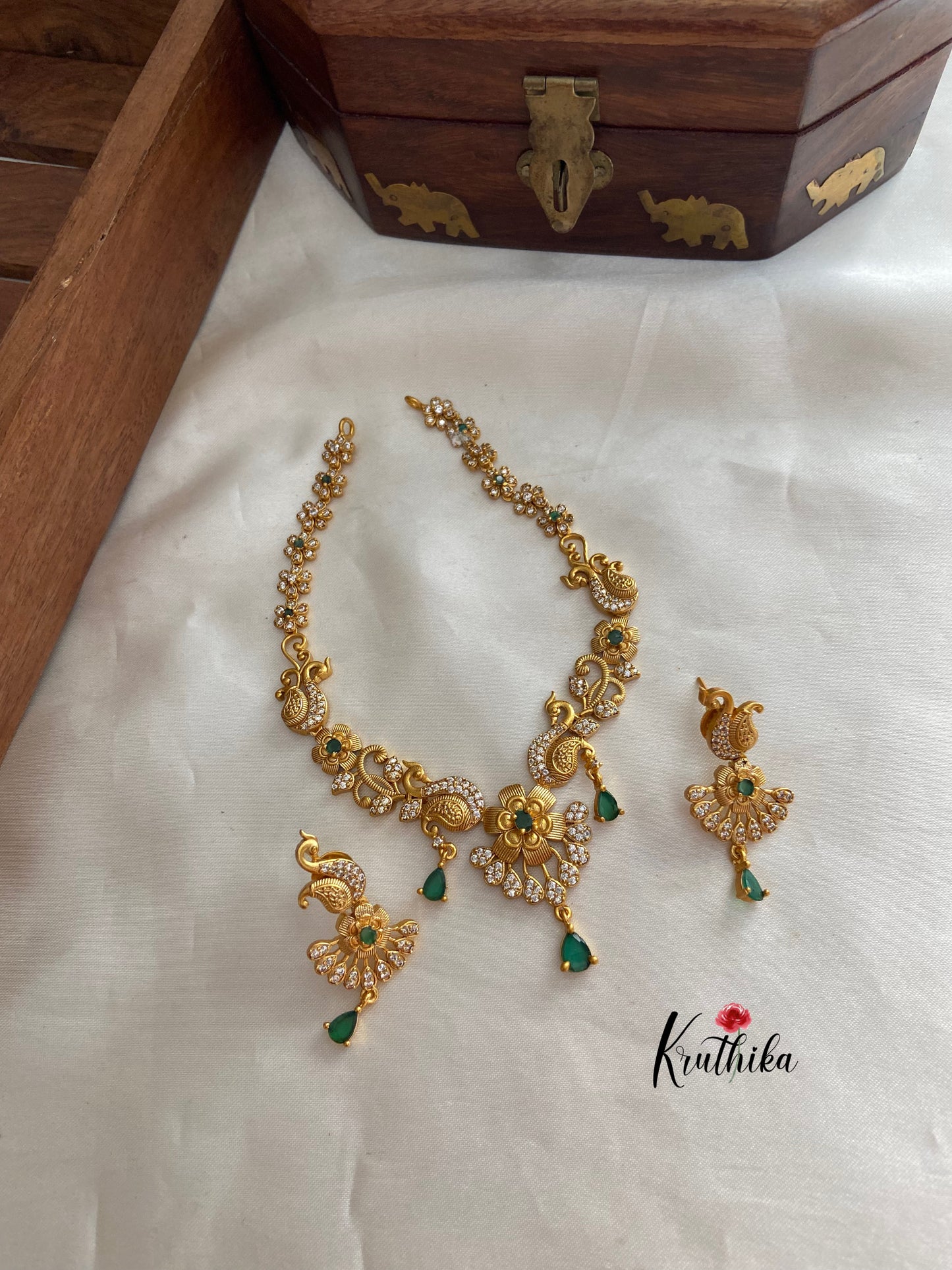 Simple cz peacock necklace NC725