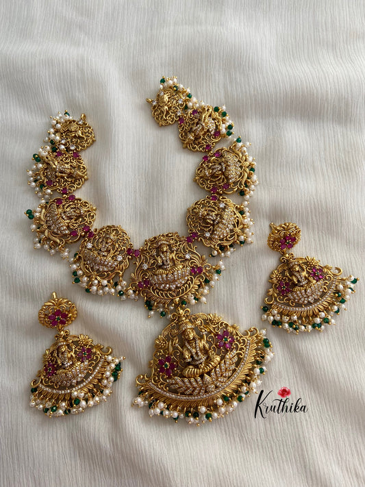 Premium quality Antique finish CZ Ashta Lakshmi Necklace NC446