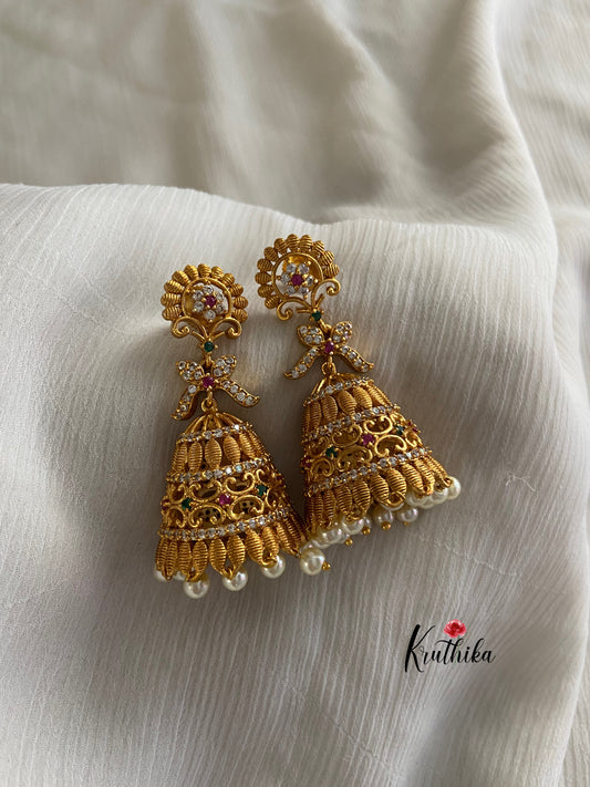 AD Cutwork bow Jhumkas E177