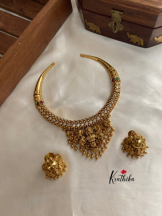 Premium polish Lakshmi Devi hasli necklace NC754