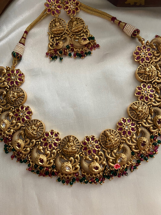 Antique real kemp Lakshmi peacock choker NC598