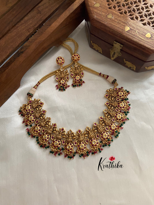 Antique real kemp Lakshmi choker NC597