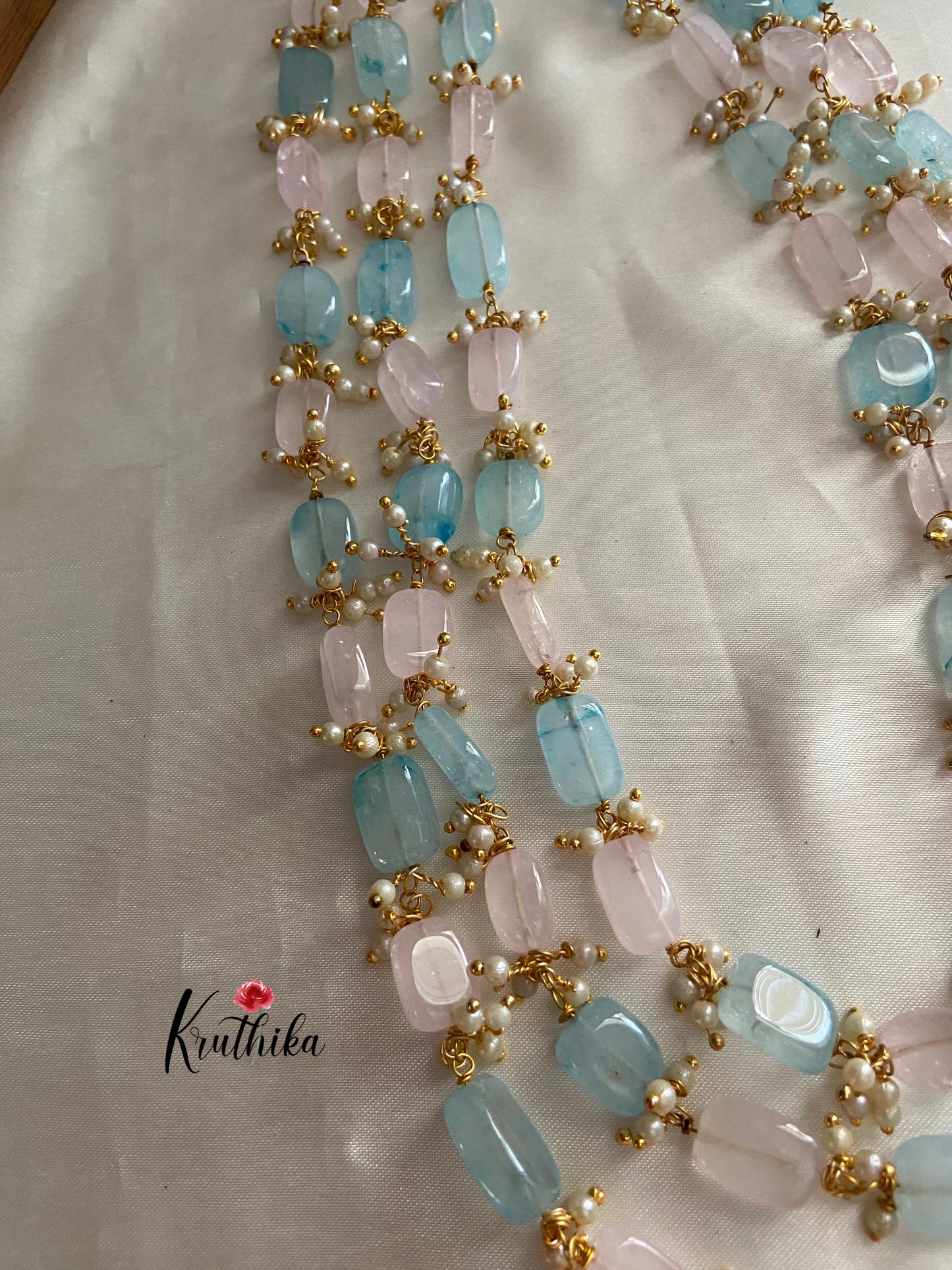 Three lines beads pearls maala LH416 (6 colors available)