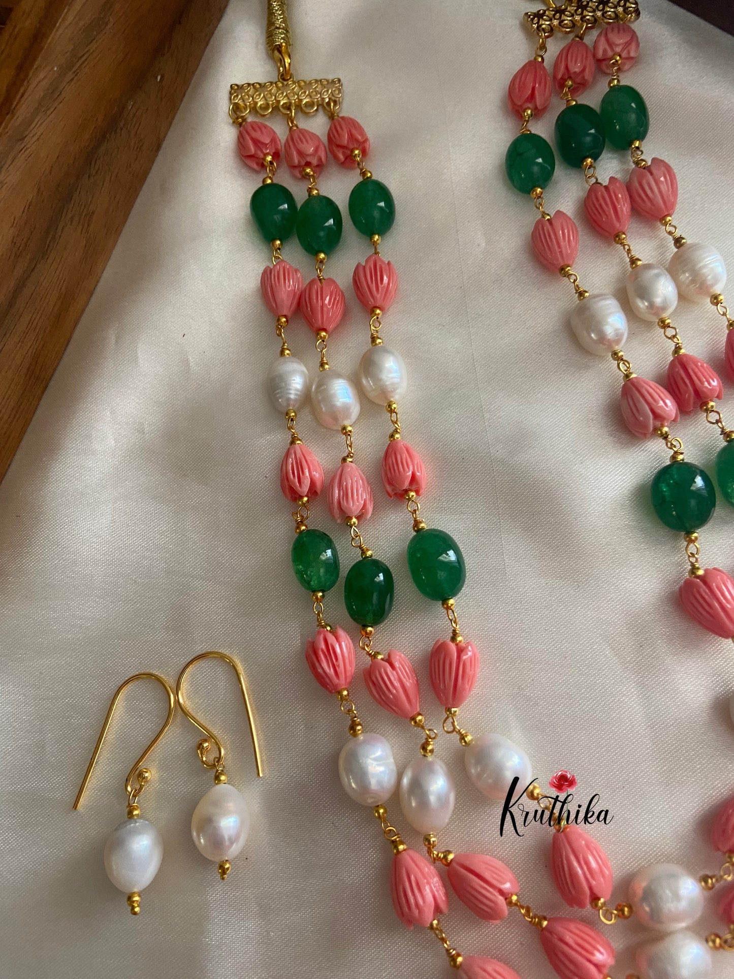 Three layer Tulip beads maala LH406