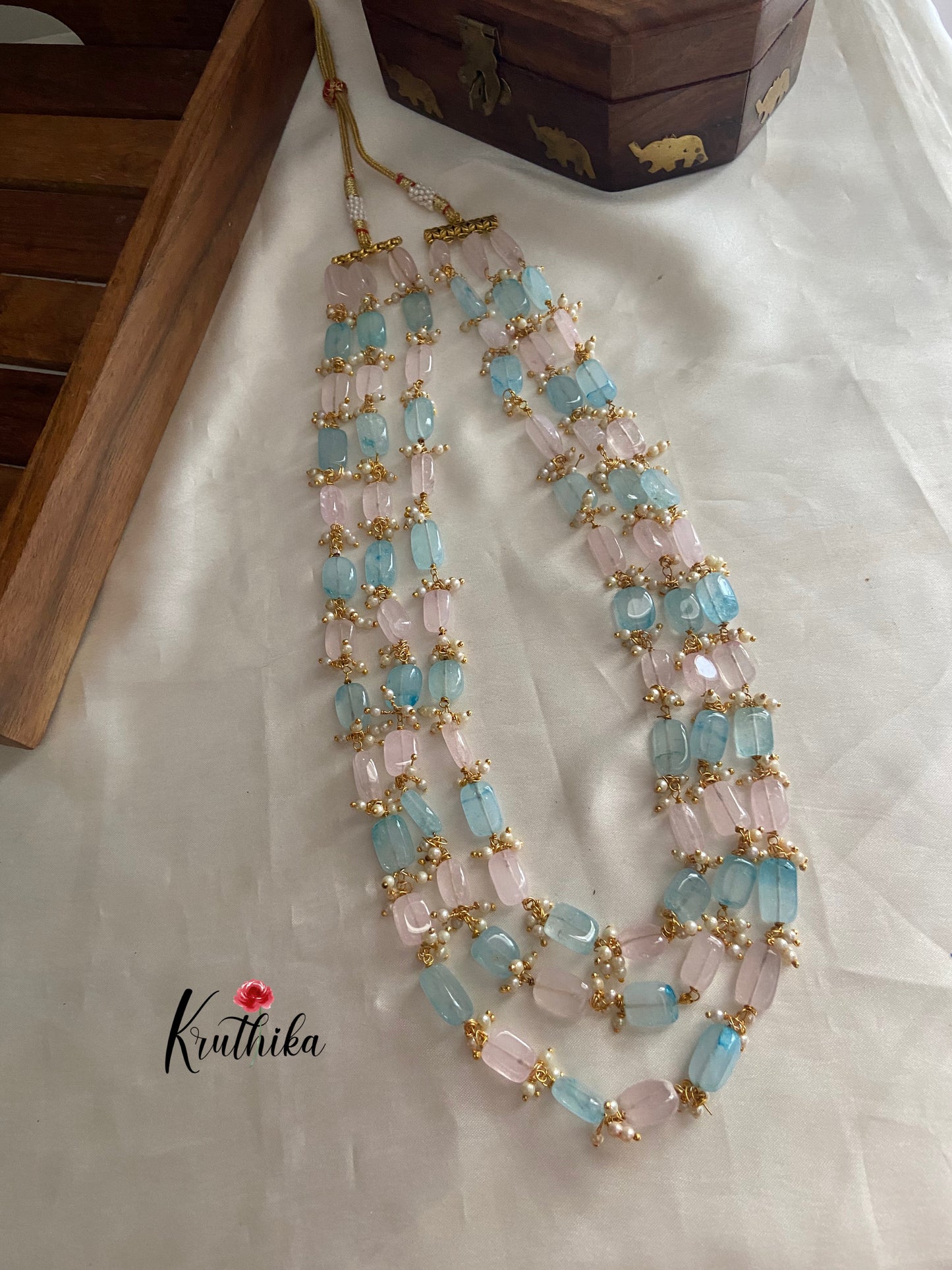 Three lines beads pearls maala LH416 (6 colors available)