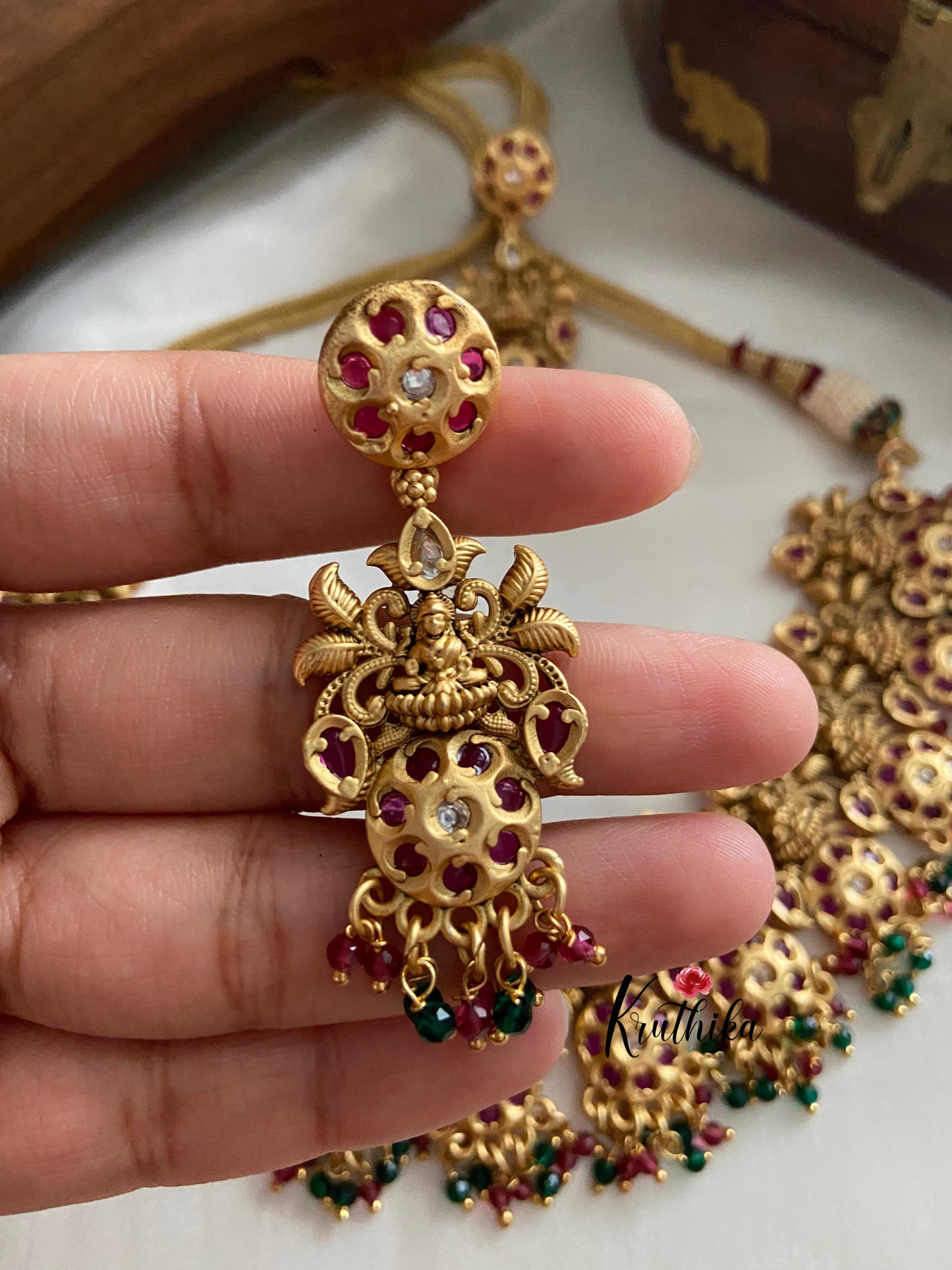 Antique real kemp Lakshmi choker NC597