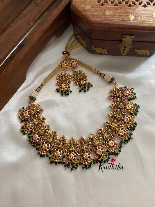 Antique real kemp Lakshmi choker NC597