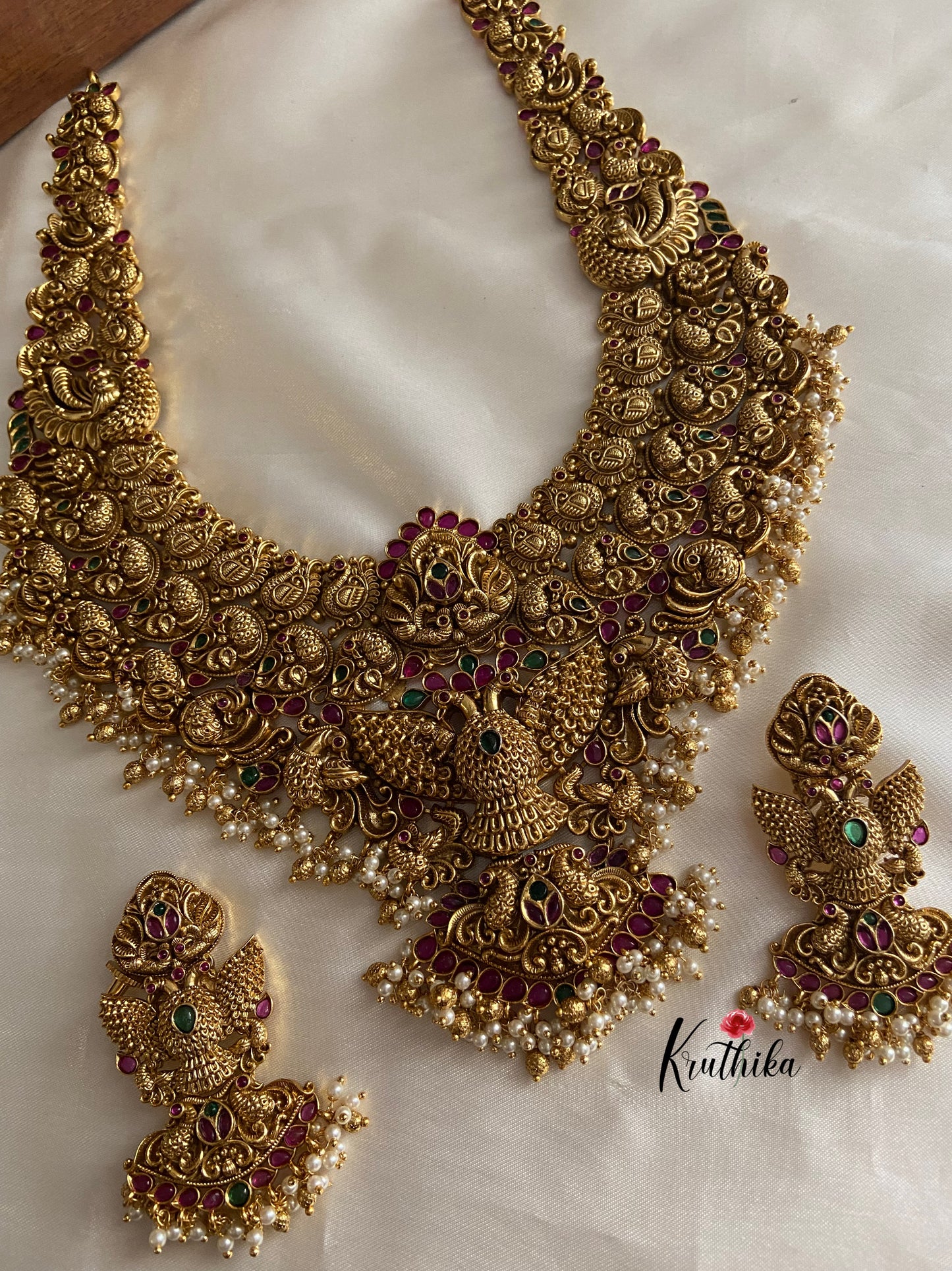 Premium antique polish peacock bridal Haaram LH395
