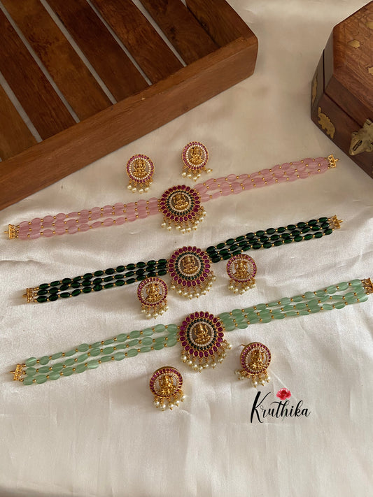 Beads choker with Lakshmi Devi pendant NC630