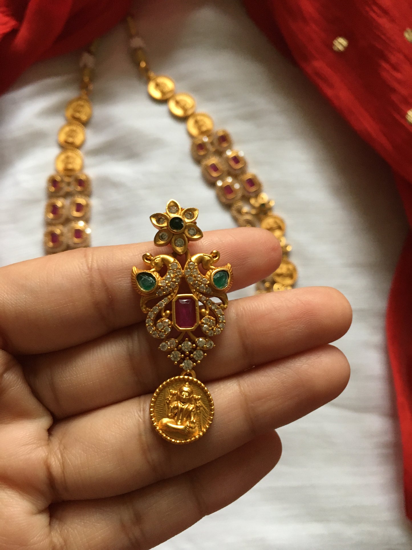 Two layer kasu AD necklace set NC31