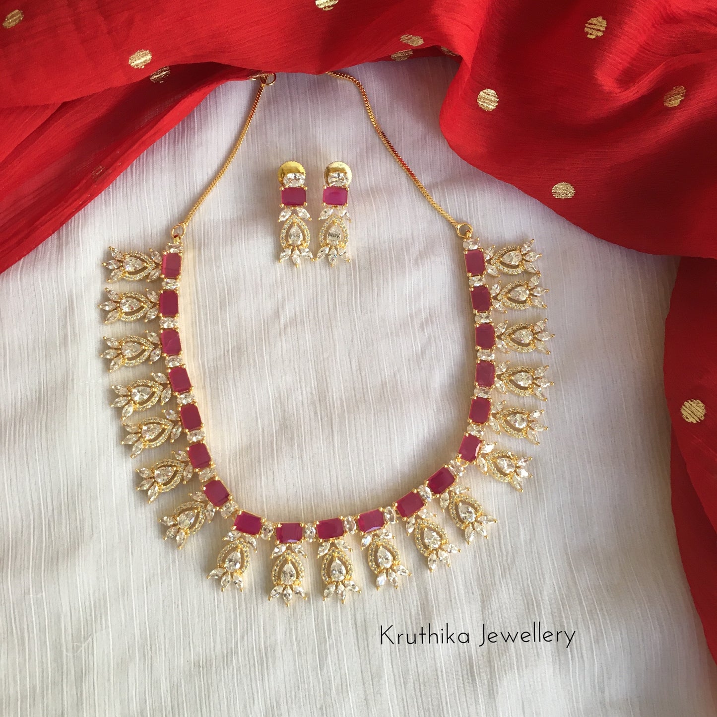 Gold finish CZ necklace NC196
