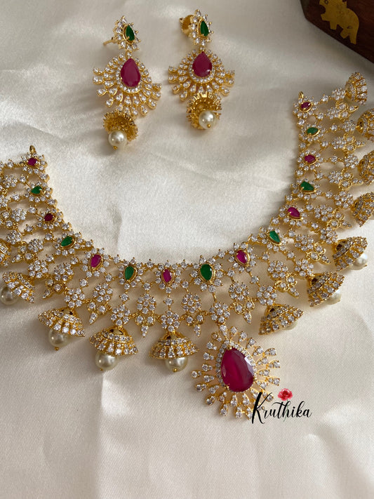 Heavy AD pearl drops choker NC517