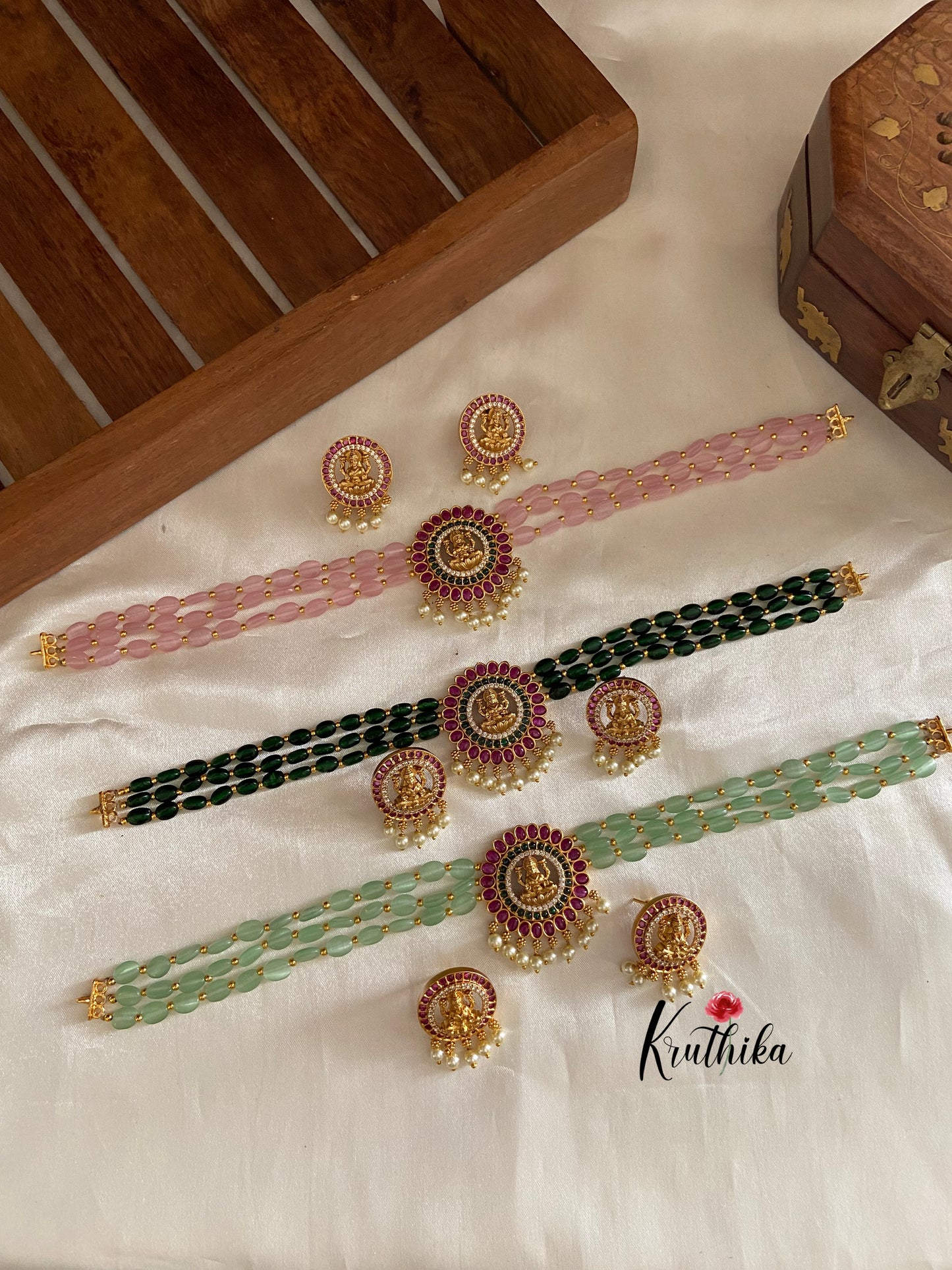 Beads choker with Lakshmi Devi pendant NC630