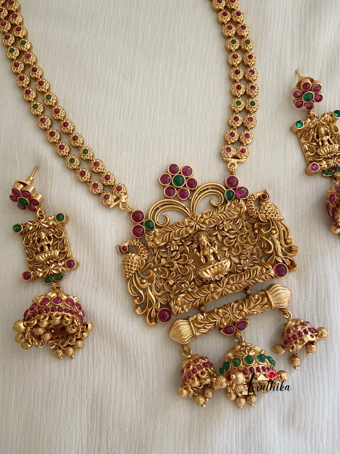 High quality Two layer Haaram with kemp temple pendant LH149
