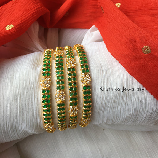 Gold polish stone flower bangles B2