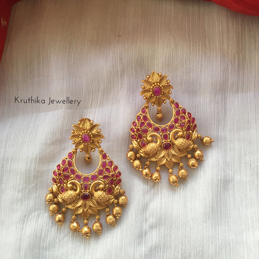 Double peacock flower earrings E96