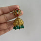 Jadau Green bead drops jhumkas E253