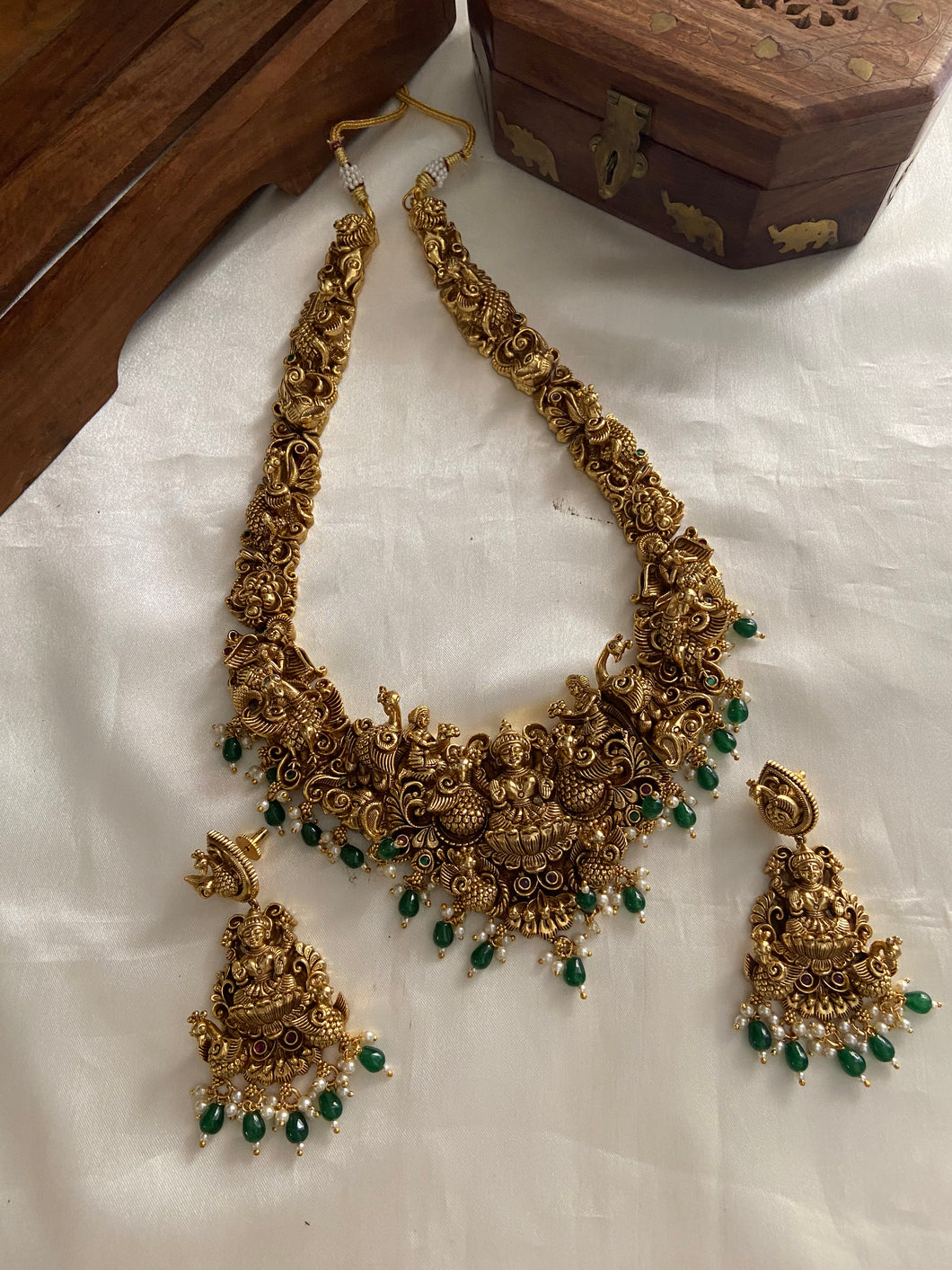 Premium nagas Lakshmi Devi peacock haaram LH464