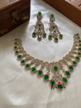 Premium CZ gold finish emerald necklace NC906