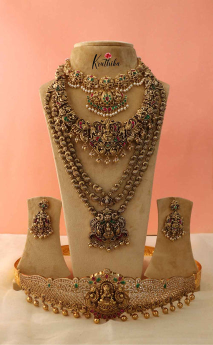 Antique Lakshmi Peacock Jadau Haaram and Jip Belt Set BS010