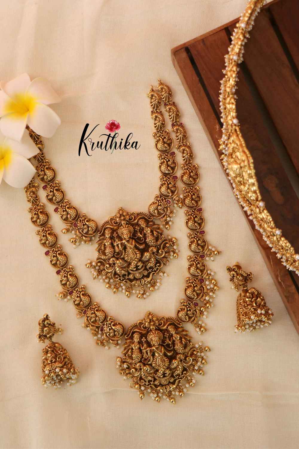 Premium Polish Krishna Peacock Necklace and Haaram BS014