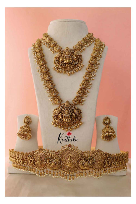 Regal Lakshmi Peacock Necklace with Bridal Haaram BS017