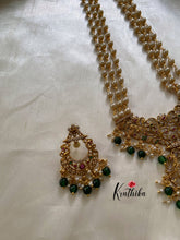 Pearls haaram with AD green drops pendant LH469