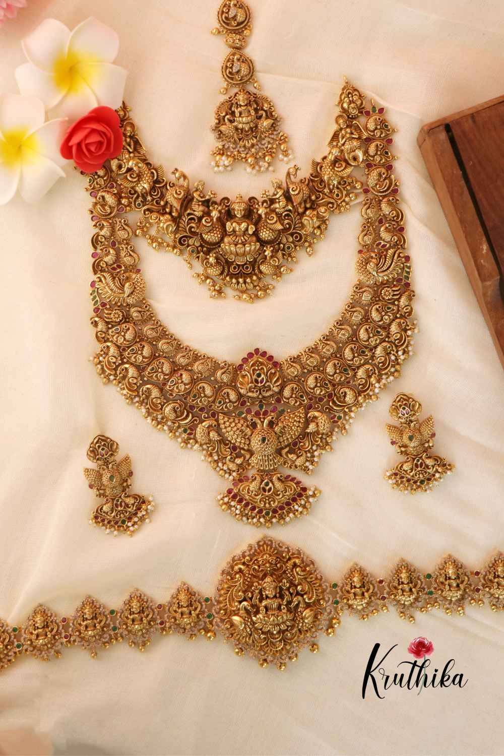 Majestic Lakshmi Peacock Necklace and Bridal Haaram BS019