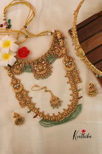 Premium Lakshmi Green Bead Pearl Bridal Set BS002