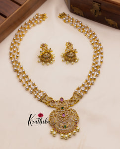 Pearls haaram With AD pendant LH488