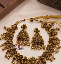 Antique Lakshmi Peacock Necklace golden beads NC947