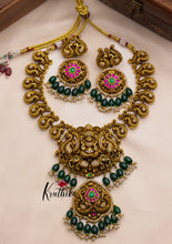 Premium Jadau Lakshmi Green Beads Necklace NC946