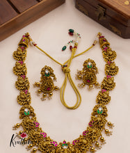 Grand Jadau Lakshmi Peacock Haaram with golden beads LH471