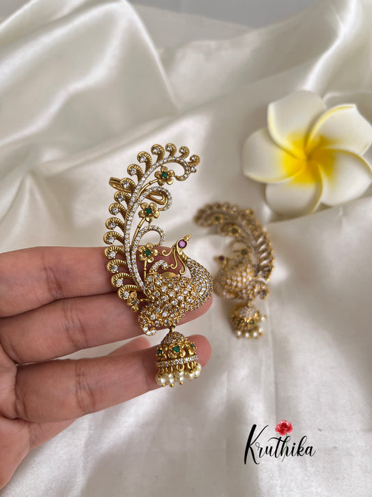 Beautiful AD Peacock Ear cuff jhumkas E461